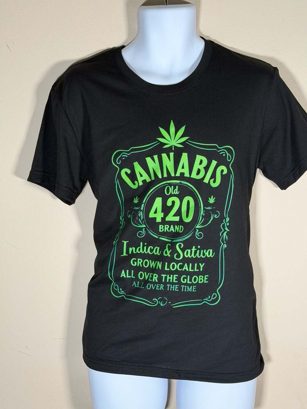 Cannabis Old 420 Brand Indica & Sativa Black T, New - Picture 5 of 5